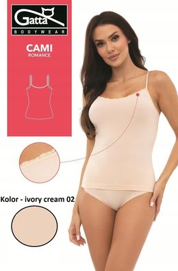 Gatta Cami Romance Damen Top mit dünnen Trägern schwarz weiß ivory cream