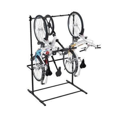 QLS Fahrradständer 5 Fahrräder freistehend vertikal Stahl Garage Keller Schwarz 11467