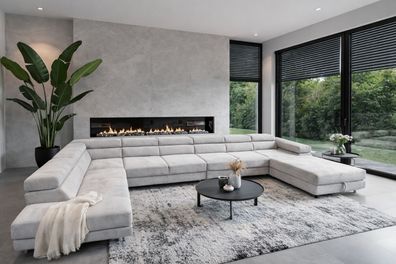 Ecksofa LIVIO U mit Schlaffunktion Sofa Wohnlandschaft Couch einstellbare Kopfstützen