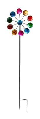 Windrad Metall Bunt einfach Windspiel 85cm Garten Dekoration Kunststecker Deko