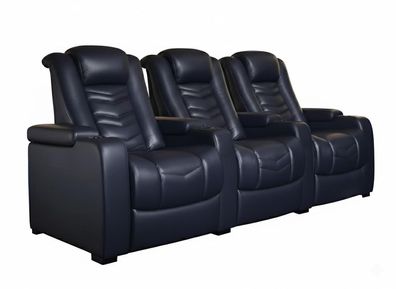 3-Sitzer Sessel Moderner Stil Lederbezug Sessel mit Getränkehaltern