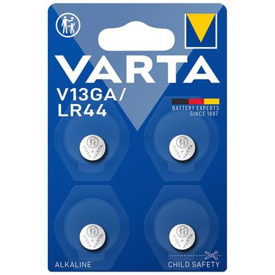 V13GA VARTA Knopfzelle Batterie LR44 AG13 13GA V76PX SR44 V 13 GA 4er Blister