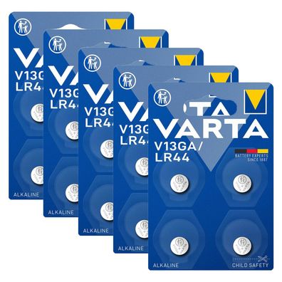 5x V13GA VARTA Knopfzelle Batterie LR44 AG13 13GA V76PX SR44 V 13 GA 4er Blister
