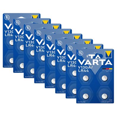 8x V13GA VARTA Knopfzelle Batterie LR44 AG13 13GA V76PX SR44 V 13 GA 4er Blister