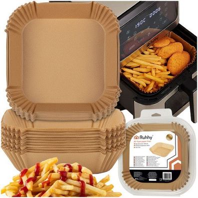 Ruhhy Papier-Einlagen für Heißluftfritteuse Backpapier Air Fryer Zubehör 100 Stück