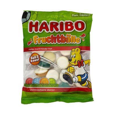 HARIBO WM Fruchtbälle Tüte süß / saures Fruchtgummi mit Schaumzucker 160g