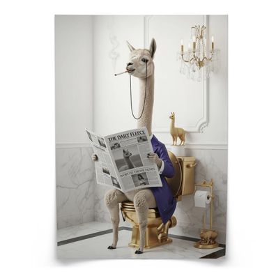 Muralo Poster für Badezimmer LAMA mit Zeitung auf Toilette Abstraktion Glamour