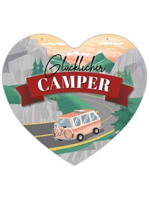 Herz Blechschild Glücklicher Camper HB013