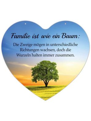 Herz Blechschild Familie ist wie ein Baum HB014