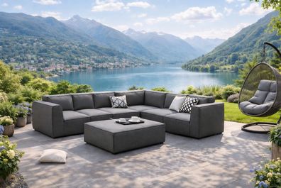 XXL Designer Lounge Amarillo Gartenmöbel Sofa Sitzgruppe Couch dunkelgrau Terrasse
