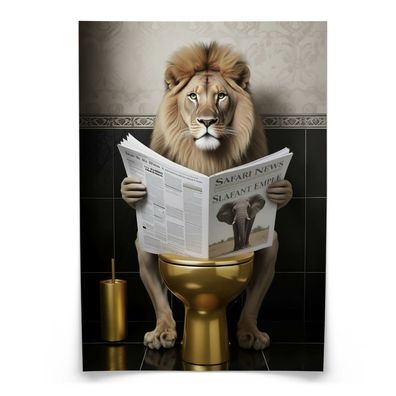Muralo Poster für WC Badezimmer LÖWE in Toilette Zeitung Abstraktion
