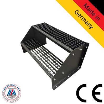 2 Stufen Treppe Breite 60-160 cm Standtreppe komplett schwarz Geschosshöhe 42 cm