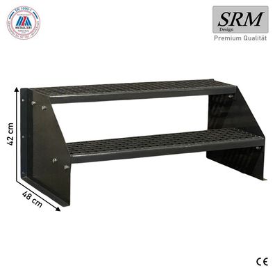 2 Stufen Treppe Breite 60-160cm Standtreppe komplett anthrazit Geschosshöhe 42cm