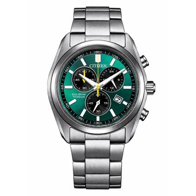 Citizen Eco-Drive Herren-Chronograph Solaruhr Titan/Grün AT2590-59X