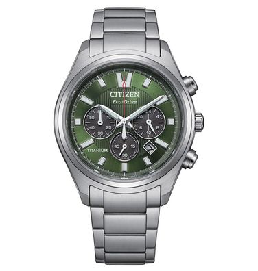 Citizen Eco-Drive Herren-Armbanduhr Chronograph Solar Titan/Grün CA4750-51X