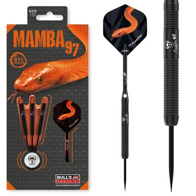 Steeldarts Bull`s, Mamba97 M1, 97% Tungsten, Titanbeschichtung, 23g, Schwarz