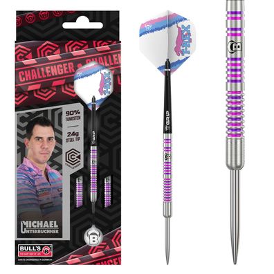 Steeldart, Bul'ls, Challenger, . Unterbuchner, 90% Tungsten, 24g, Silber