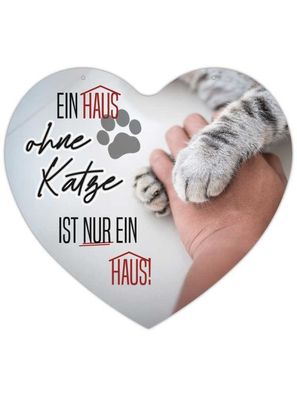 Herz Blechschild Haus ohne Katze HB022