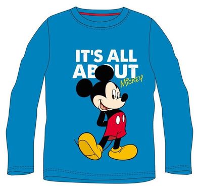 Disney Mickey Mouse Blau Langarm T-Shirt für Jungs Größe 116 Kinder Bekleidung