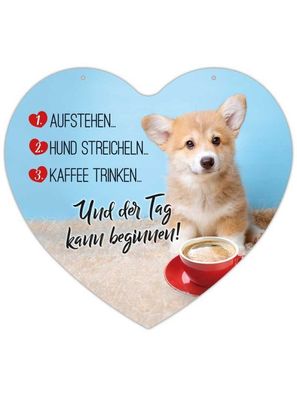 Herz Blechschild Hund streicheln HB024