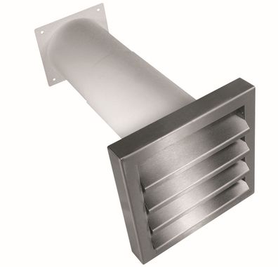 Flachkanal 175x80mm Teleskop-Mauerkasten 35-68cm Länge Edelstahl Außengitter