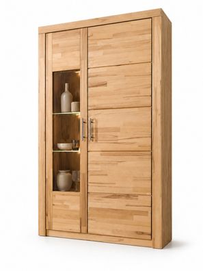 Wohnzimmerschrank 105x42x191 Vitrinenschrank Kernbuch teilmassiv #1423