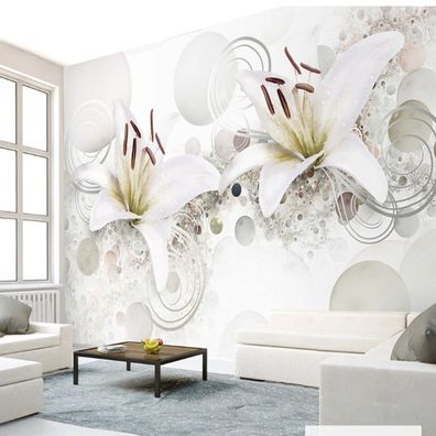 Moderne 3D Tapete Lilien Ornament Wandbild Wohnzimmer Vlies 10555