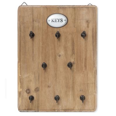 Moritz Schlüsselbrett Schlüsselkasten 25x33cm Keys 8 Haken braun Schlüsselhalter Vint