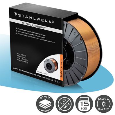 Stahlwerk Schweißdraht MIG MAG Premium Drahtrolle ER70S-6 SG2 1,0 mm 15 kg