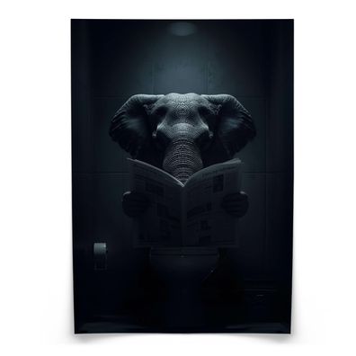 Muralo Poster für WC Badezimmer Elefant mit Zeitung Abstraktion