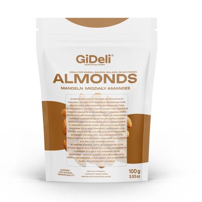 Mandeln 100g Naturbelassen Ungesalzen Rohkost Qualität Ganze Kerne Vegan GiDeli