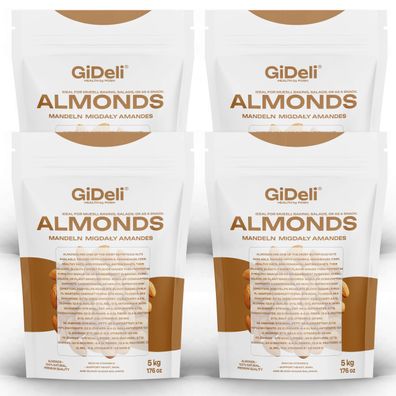Mandeln 20kg Naturbelassen Ungesalzen Rohkost Qualität Ganze Kerne Vegan GiDeli