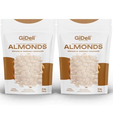Mandeln 10kg Naturbelassen Ungesalzen Rohkost Qualität Ganze Kerne Vegan GiDeli