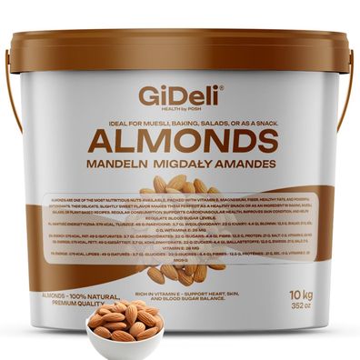 Mandeln 10kg Naturbelassen Ungesalzen Rohkost Qualität Ganze Kerne Vegan GiDeli