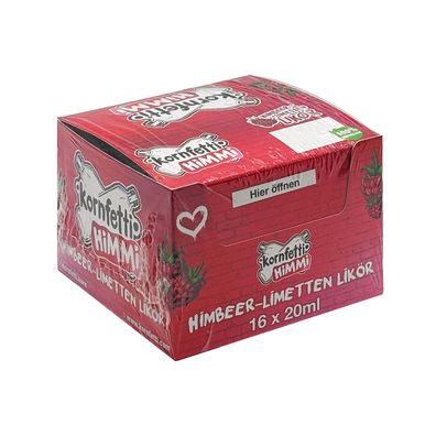 Kornfetti HIMMI Partybox, Himbeer-Limetten Likör 15% Vol. 16x 0,02l PET Flaschen