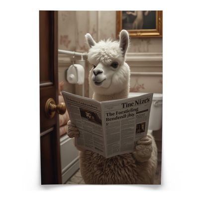 Muralo Poster für WC Badezimmer ALPAKA mit Zeitung auf Toilette Abstraktion