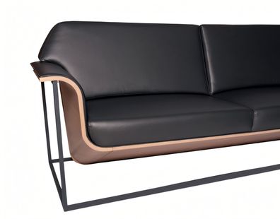 Elegantes 3-Sitzer Sofa Schwarz Holzrahmen modernes Design