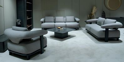 4 + 3 + 1 Sofagarnitur Minimalistisches Design Dunkler Rahmen mit Außenfläche