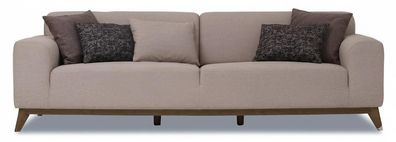 Sofa 4-Sitzer Beige Stoff Modern Mit Holzfüßen Beige 4-Sitzer Moderner Sti