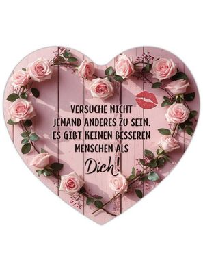 Herz Blechschild Versuche nicht anders zu sein HB036