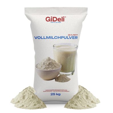 Vollmilchpulver 25kg 26% Fett Milchpulver Trockenmilch Backen Dessert GiDeli