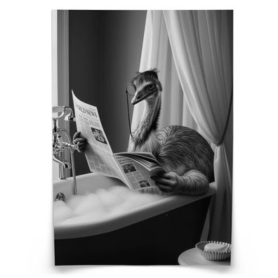 Muralo Poster für Badezimmer WC Strauß in Badewanne Zeitung Abstraktion