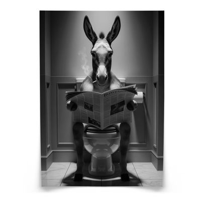 Muralo Poster für Badezimmer WC ESEL mit Zeitung auf Toilette Abstraktion