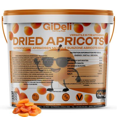 Getrocknete Aprikosen 10kg Ohne Zuckerzusatz Naturbelassen Rohkost Vegan GiDeli