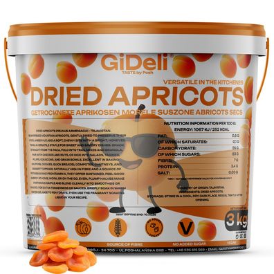 Getrocknete Aprikosen 3kg Ohne Zuckerzusatz Naturbelassen Rohkost Vegan GiDeli