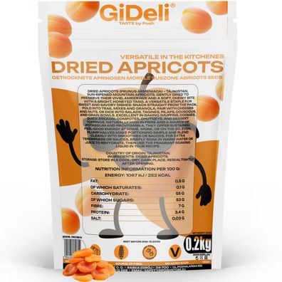 Getrocknete Aprikosen 200g Ohne Zuckerzusatz Naturbelassen Rohkost Vegan GiDeli