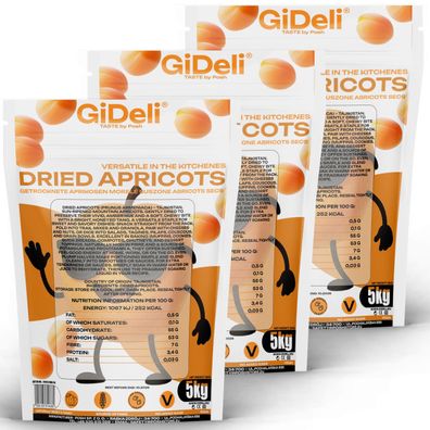 Getrocknete Aprikosen 15kg Ohne Zuckerzusatz Naturbelassen Rohkost Vegan GiDeli