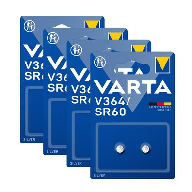 4x Varta Knopfzelle Silver Oxide V364 SR60 1,55 V Batterien 2er Blister 364