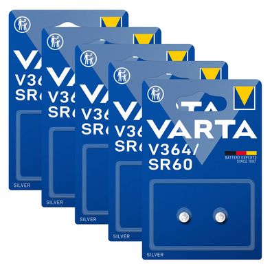 5x Varta Knopfzelle Silver Oxide V364 SR60 1,55 V Batterien 2er Blister 364