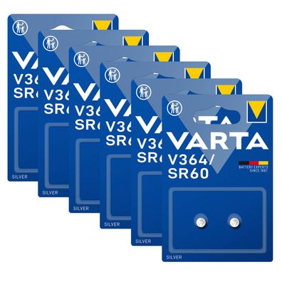 6x Varta Knopfzelle Silver Oxide V364 SR60 1,55 V Batterien 2er Blister 364
